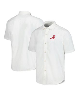 Tommy Bahama - Men's White Alabama Crimson Tide Coconut Point Palm Vista IslandZone Camp Button-Up Shirt