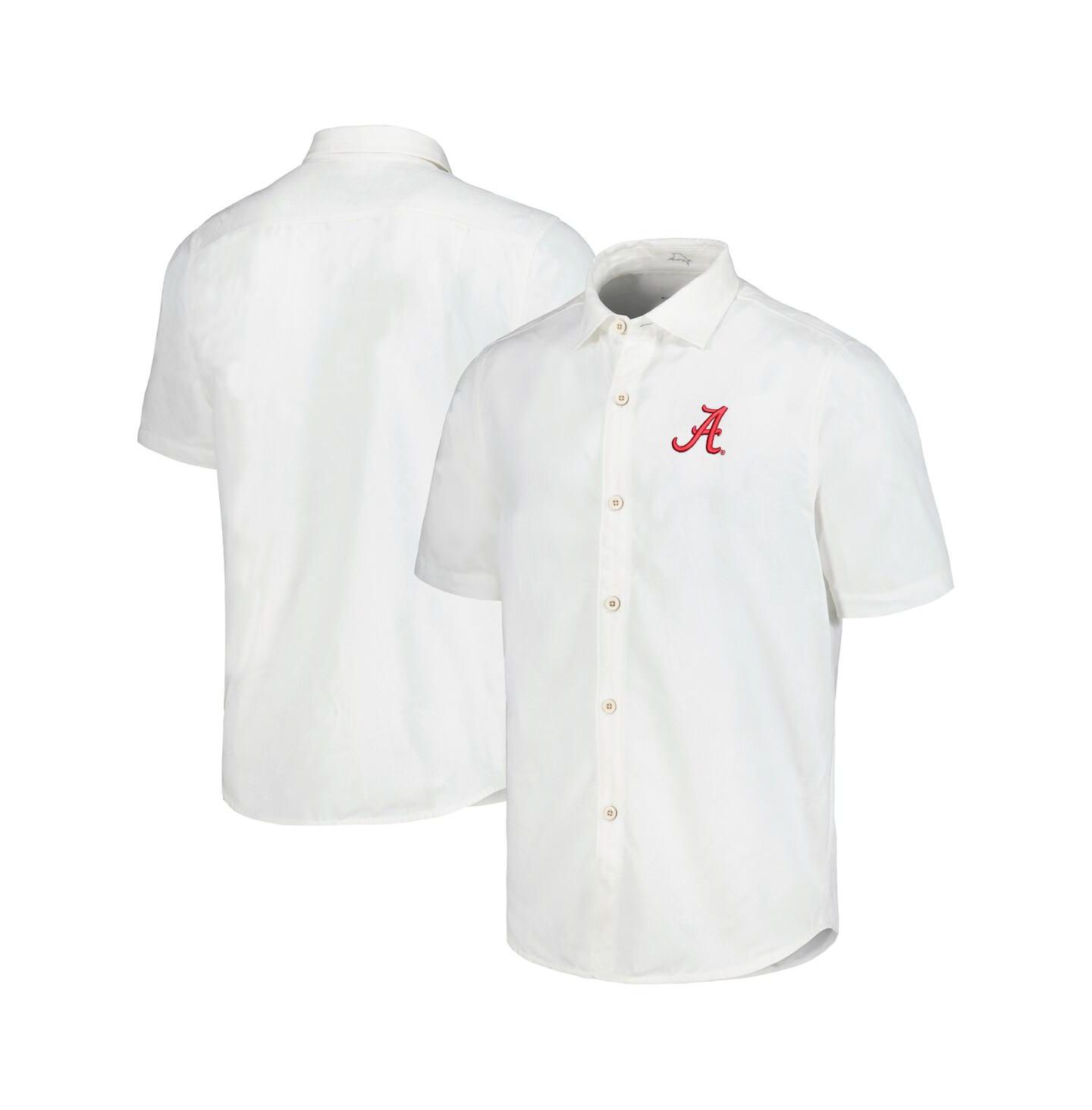 Мужская рубашка Tommy Bahama White Alabama Crimson Tide Coconut Point Palm Vista IslandZone Camp Button-Up — фото 1