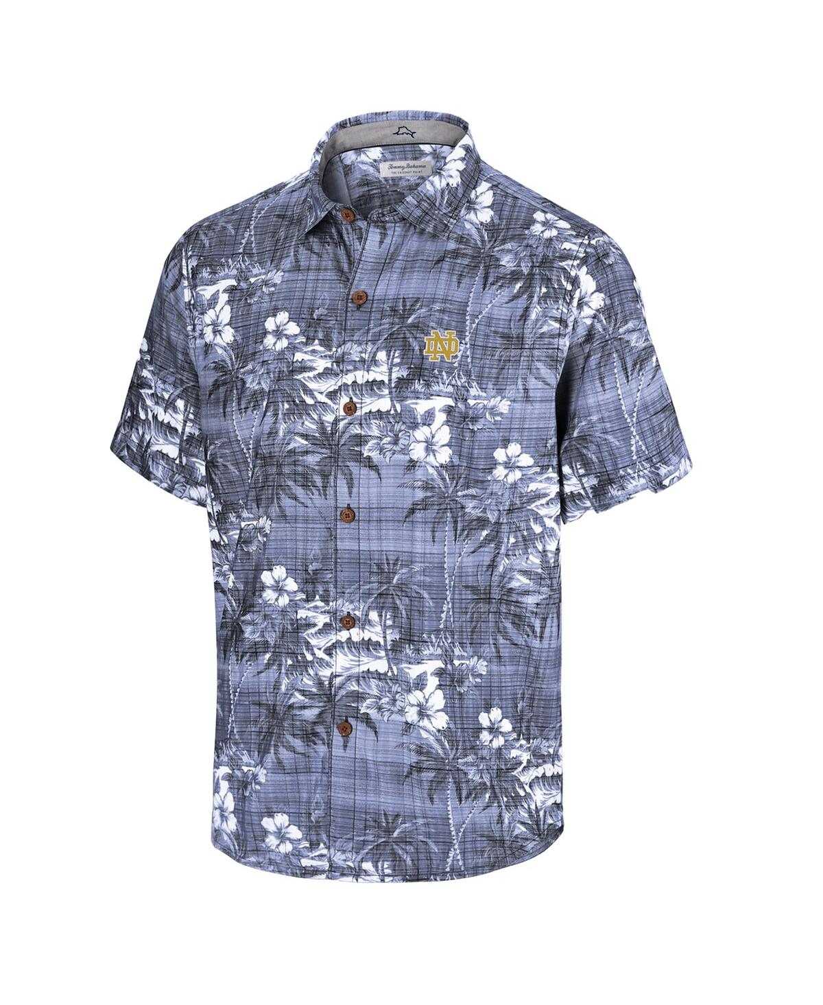 Tommy Bahama Men's Navy Notre Dame Fighting Irish Coconut Point Palmetta Islandzone Camp Button-up Shirt In Blue