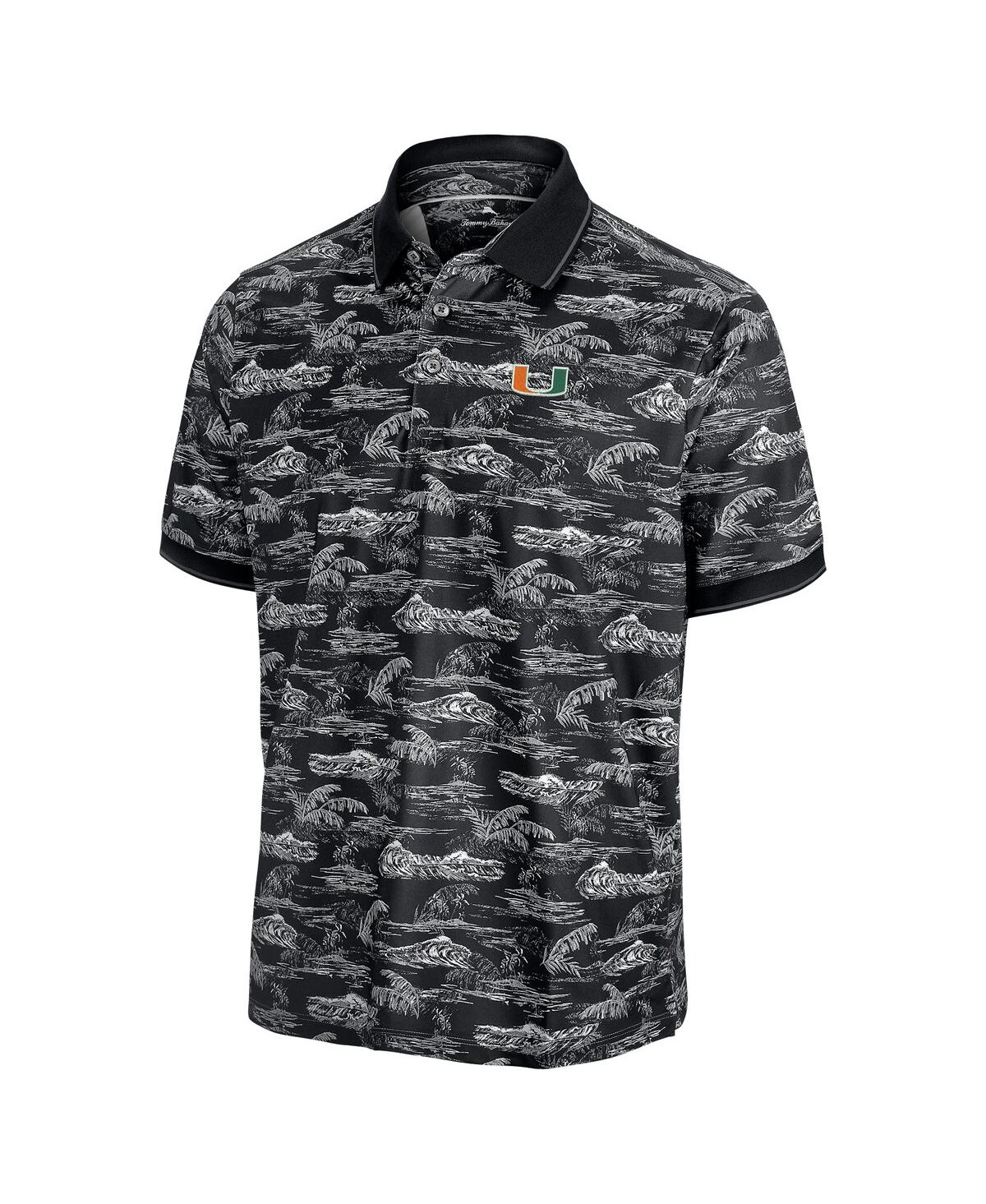 Tommy Bahama Men's Black Miami Hurricanes Sport Bay View Islandzone Polo Shirt In Multi