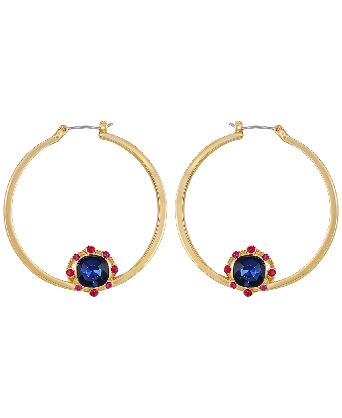 Guess Glass Stones Gold-tone Hoop Earrings