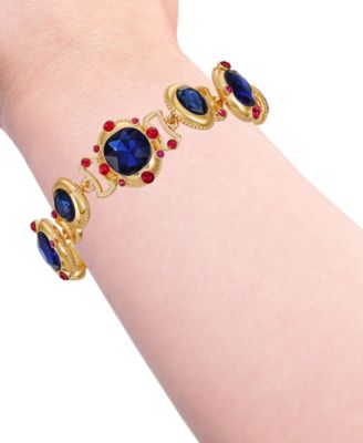 Glass Stones Gold-Tone Majestic Bracelet