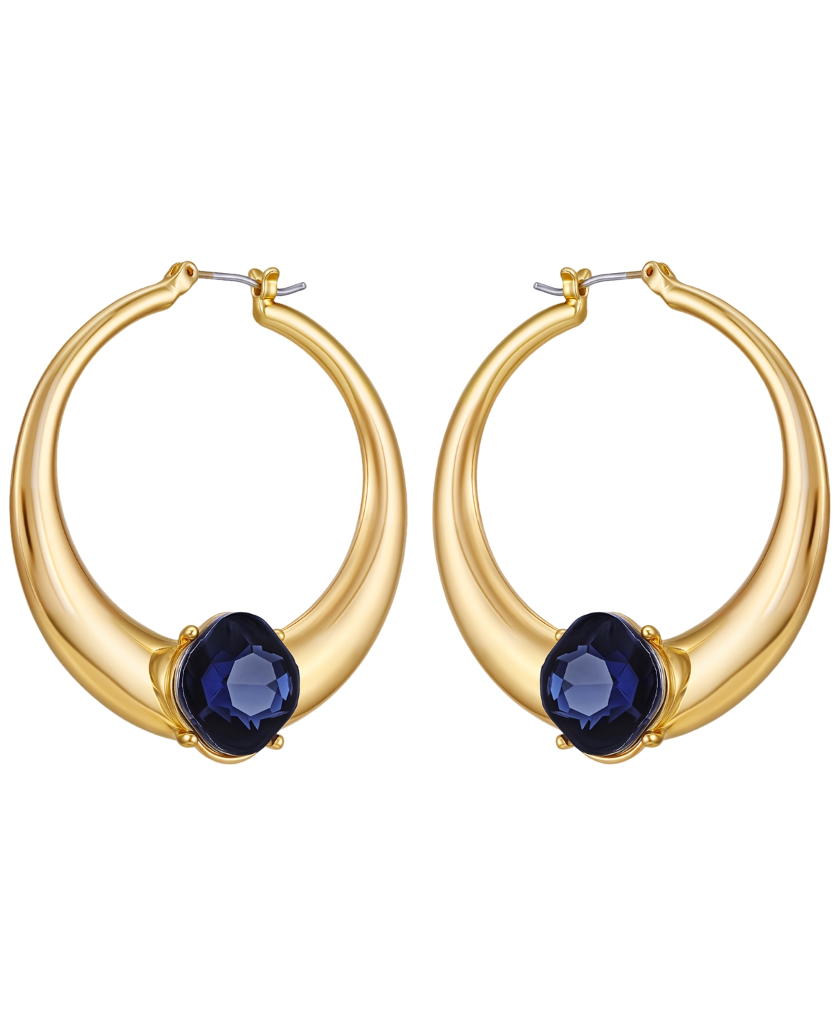 Guess Glass Stone Gold-tone Hoop Earrings In Gold