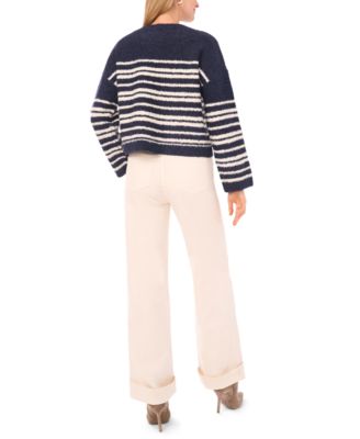 Women's Striped Long Sleeve Crewneck Sweater