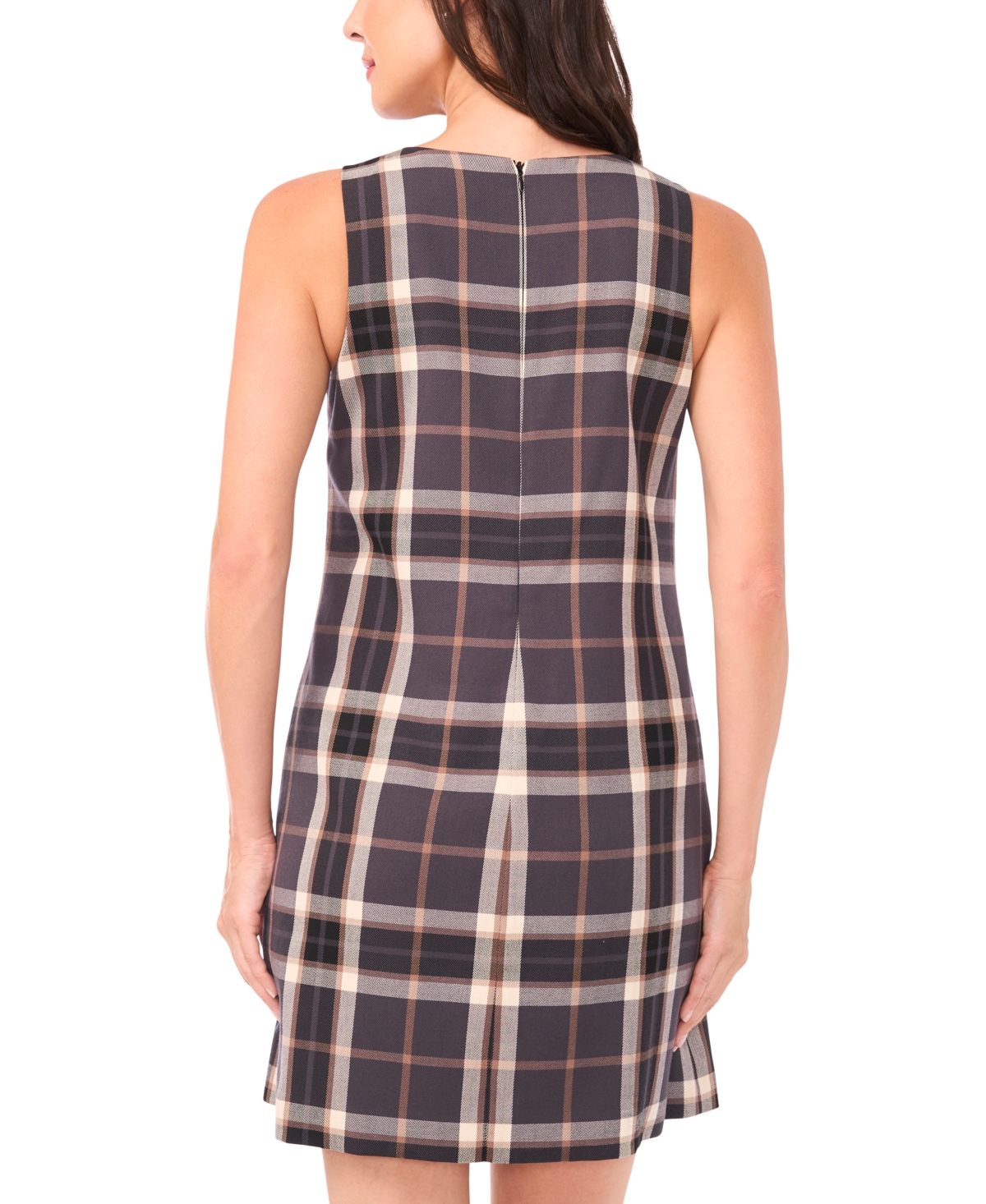 1.state Plaid Shift Dress In Brown
