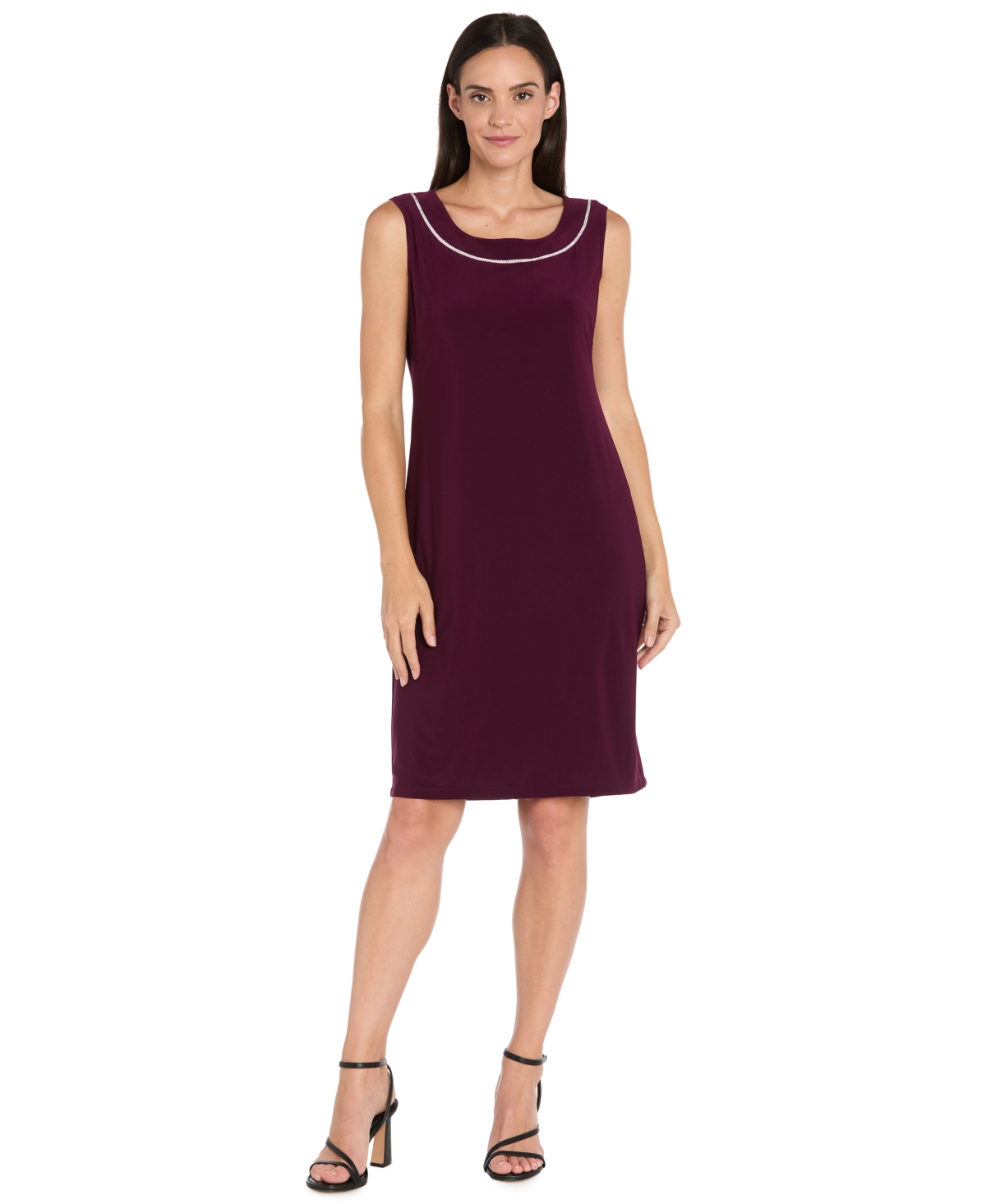 R & M Richards Petite Rhinestone-trimmed Jacket Dress In Burgundy