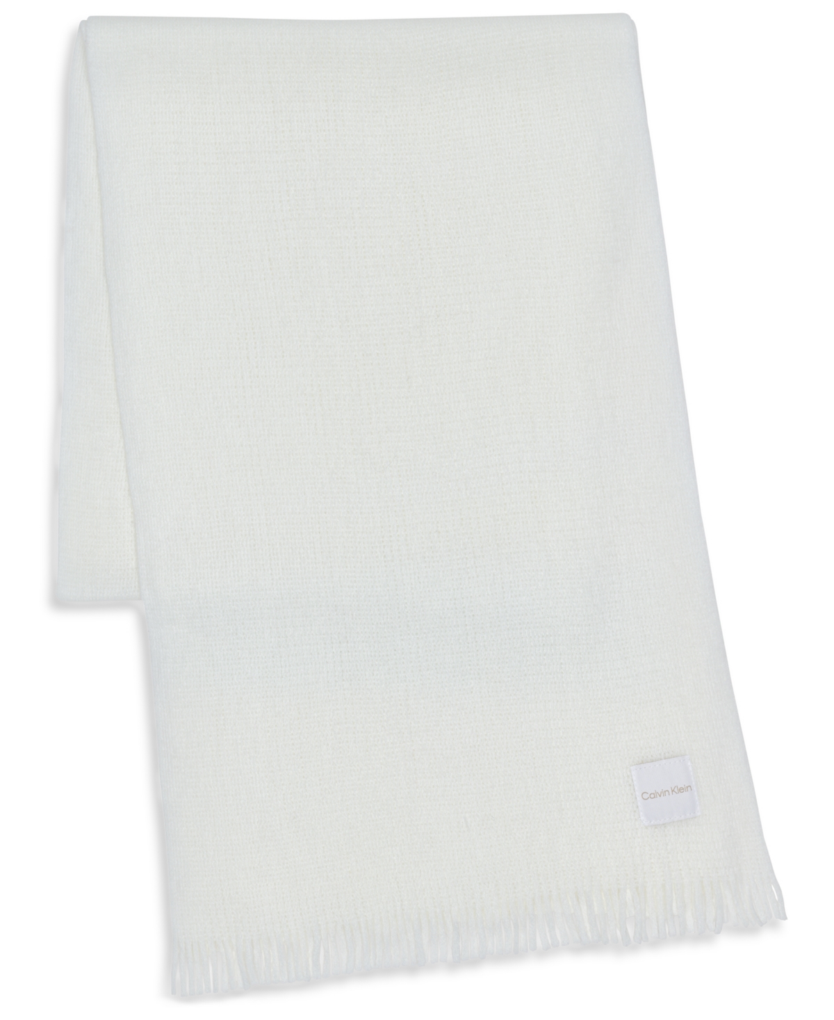 Calvin Klein Super Soft Fringe Detail Scarf In White