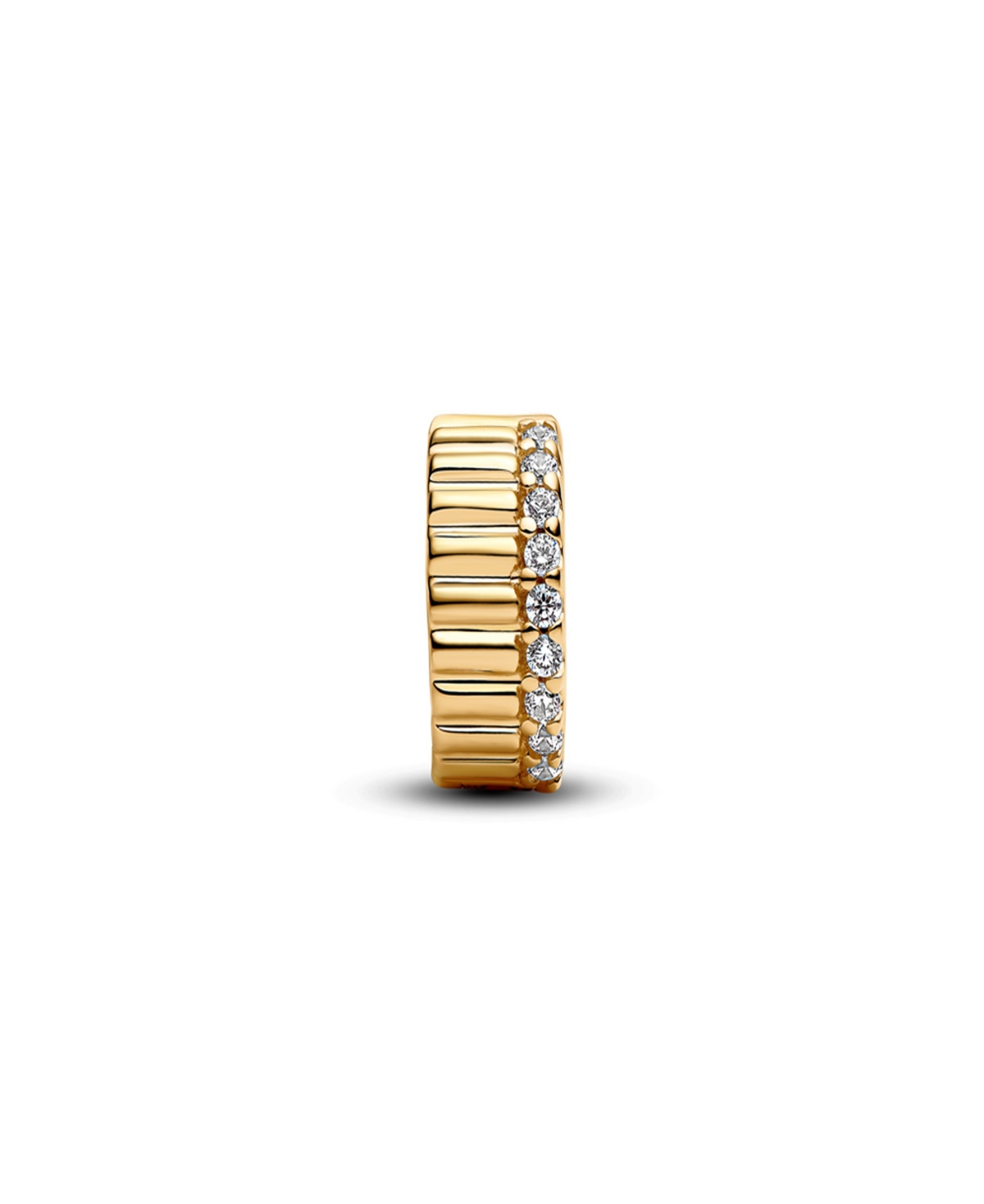 Pandora Clear Cubic Zirconia Ribbed Clip Charms In Gold