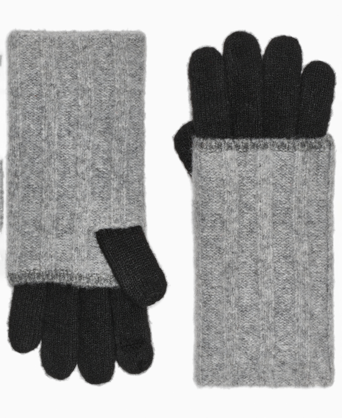 Calvin Klein Patchwork Knit Gloves In Black