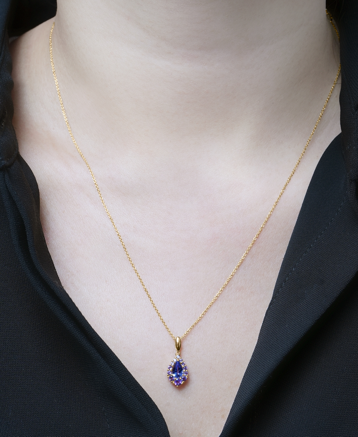 Macy's Women's 2-piece Set Tanzanite (1-3/8 Ct. T.w.) And Amethyst (5/8 Ct. T.w.) Pendant Neckless With Mat In Purple