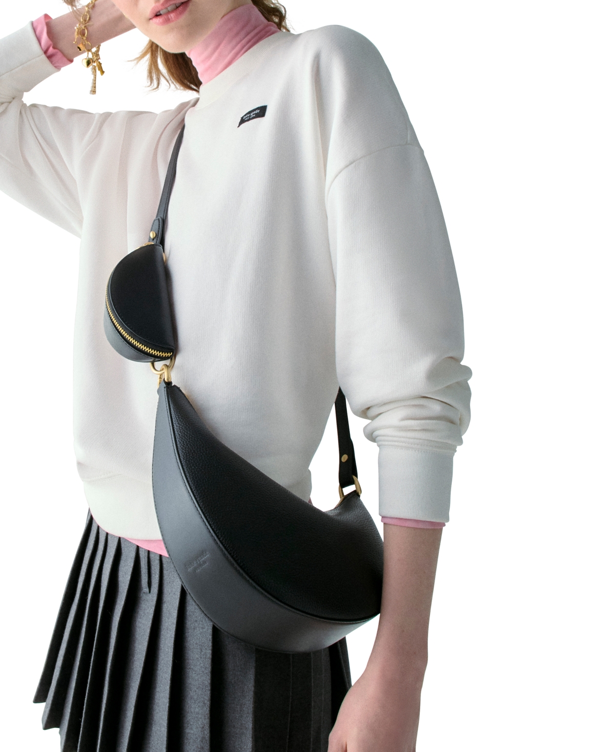 Kate Spade Duo Pebbled Small Crossbody Bag In Black