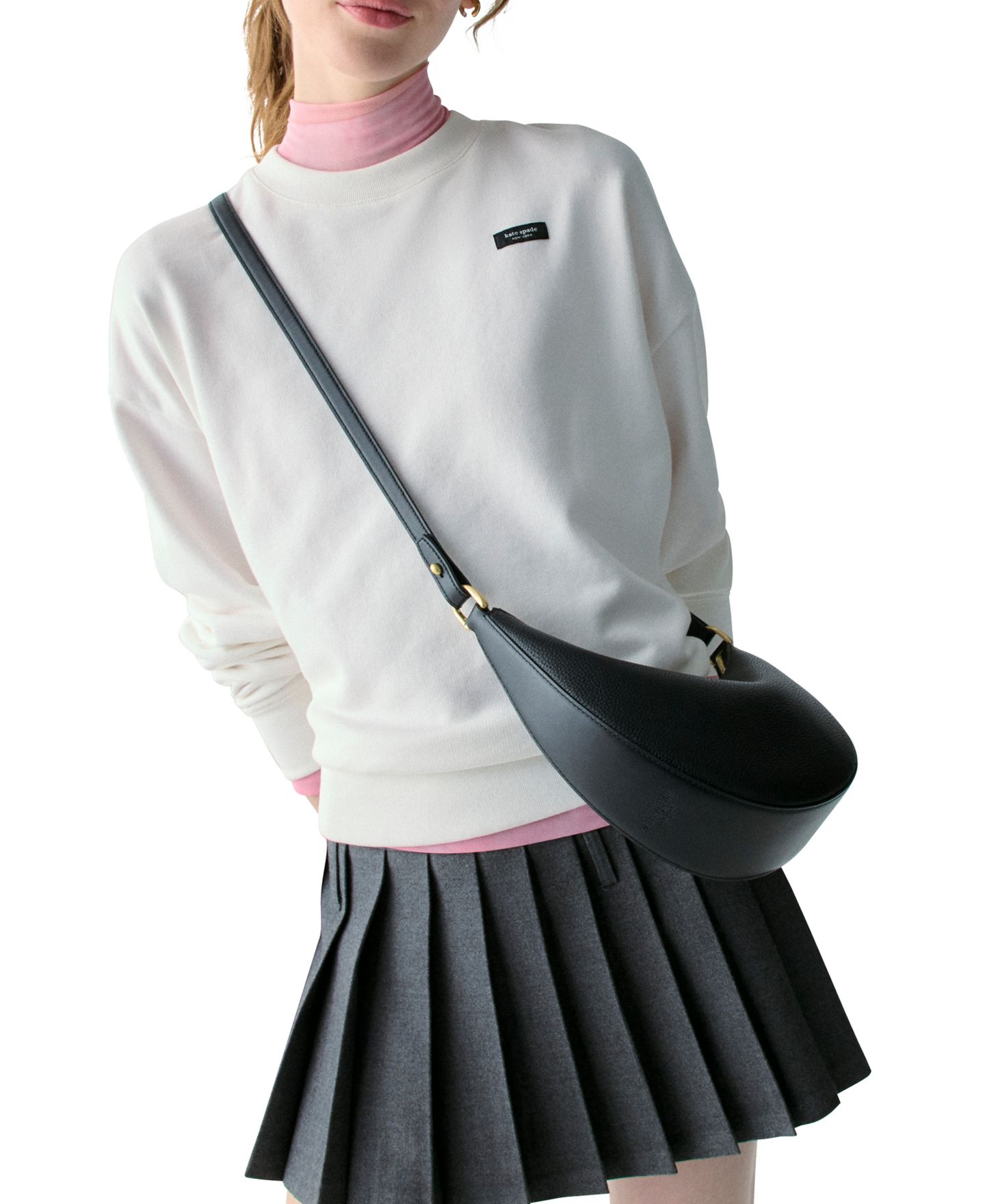 Женские сумки kate spade new york Duo Small Pebbled Leather Crossbody Handbag, цвет: Чёрный — фото 10