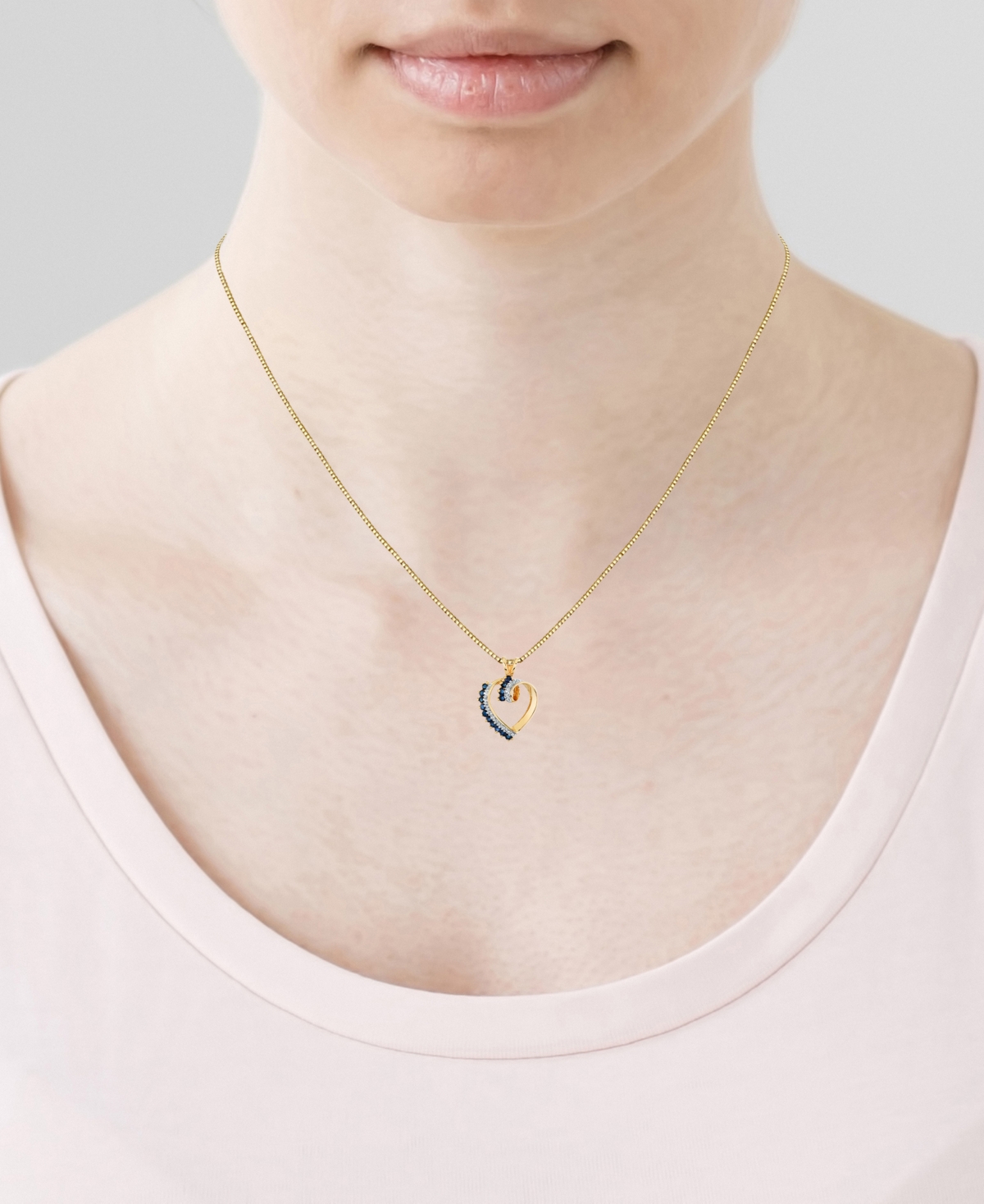 Macy's Sapphire Heart Pendant With Chain (7/8 Ct. T.w.) In 14k Yellow Gold In Gold