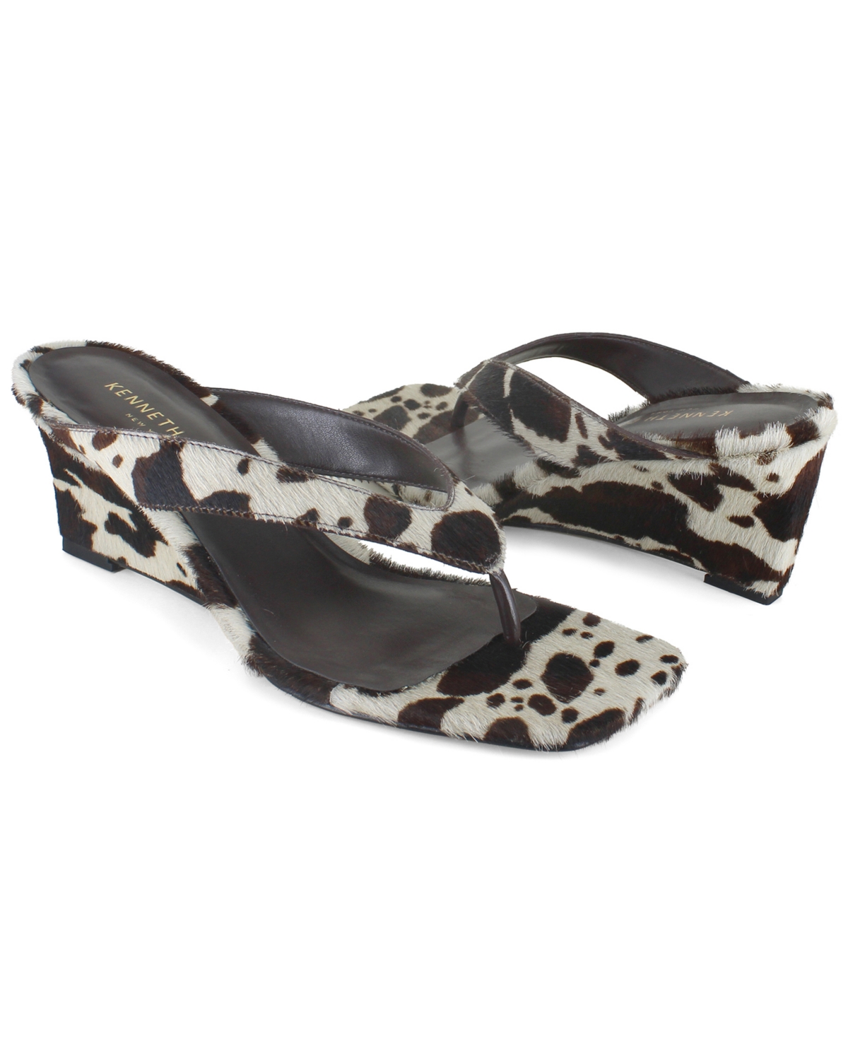 Kenneth Cole New York Women's Susannah Dress Wedge Thong Sandals In Black