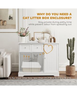 Cat Litter Box Enclosure w/ Storage, Anti-tip Kit, 39" x 18" x 31.5"