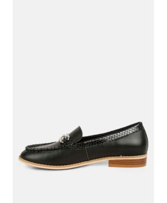 HOLDA Womens Horsebit Embellished Loafers With Stitch Detail