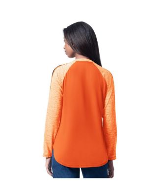 Women's Orange Baltimore Orioles Top Dog Raglan Long Sleeve V-Neck T-Shirt