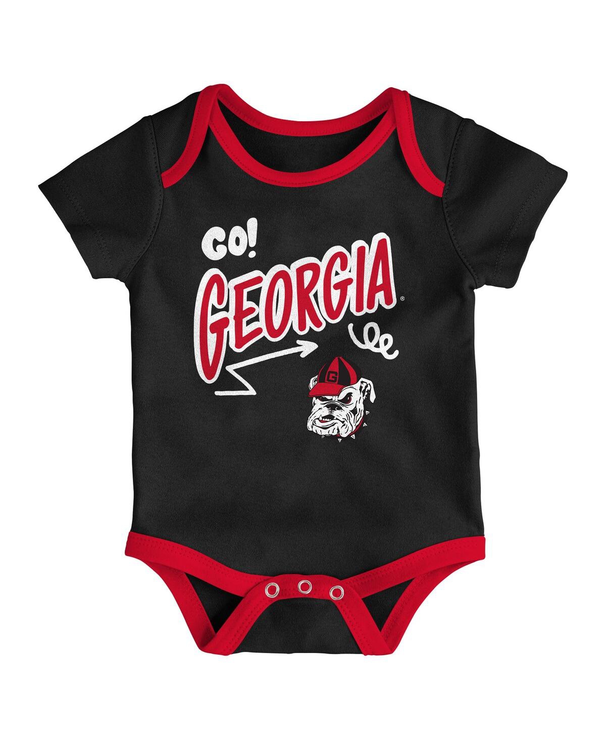 Outerstuff Baby Boys And Girls 3-pack Georgia Bulldogs All Day Play Bodysuit Set In Multi