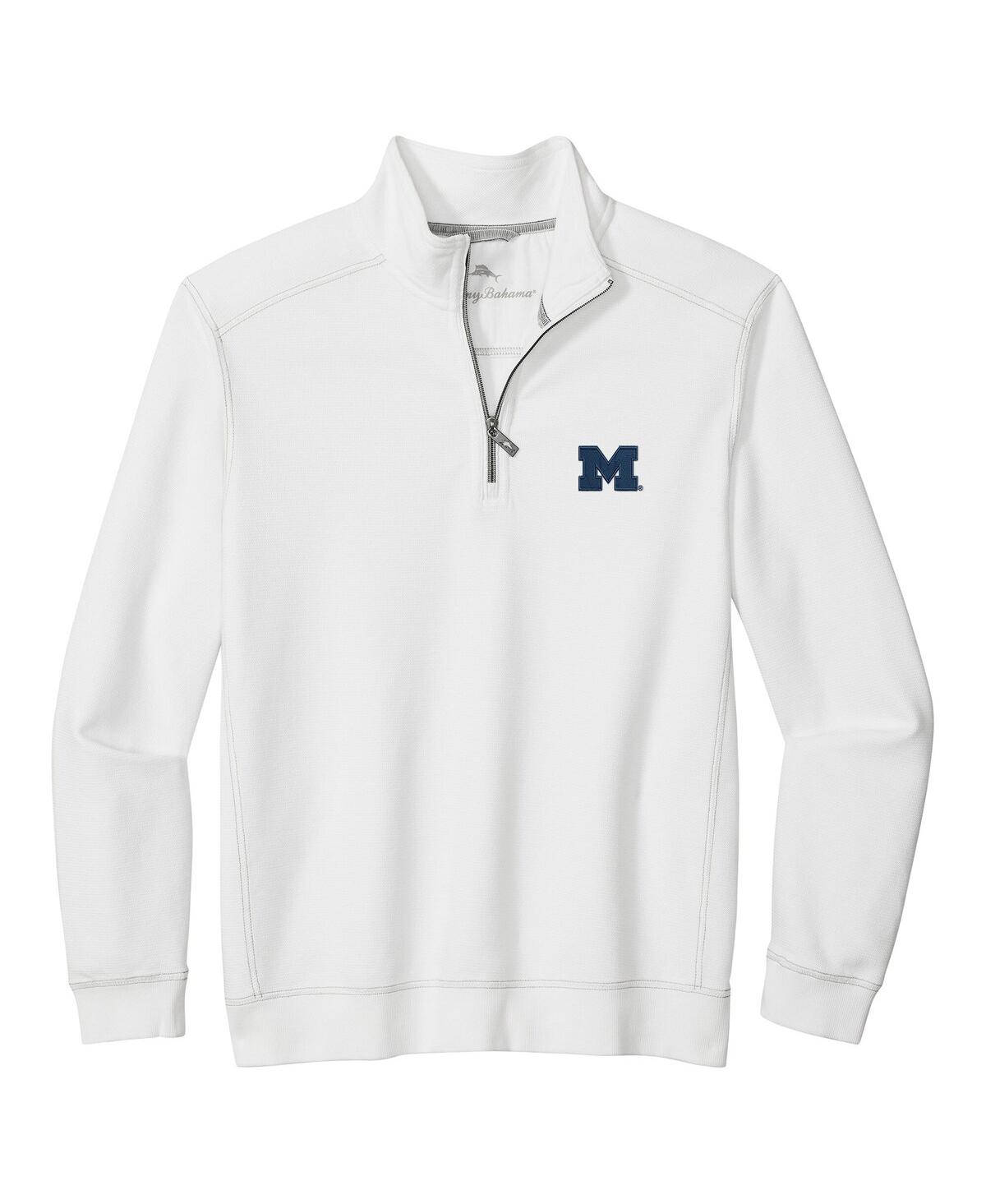 Tommy Bahama Men's White Michigan Wolverines Montego Bay Half-zip Jacket In White