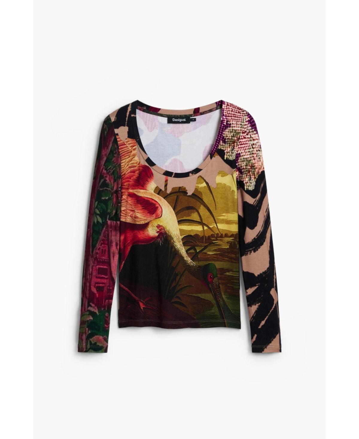 Desigual Women's T-shirt Designed By Mr. Christian Lacroix In Brown