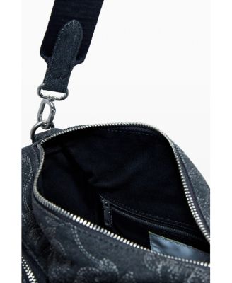 Women's Medium denim multi-pocket embroidered bag