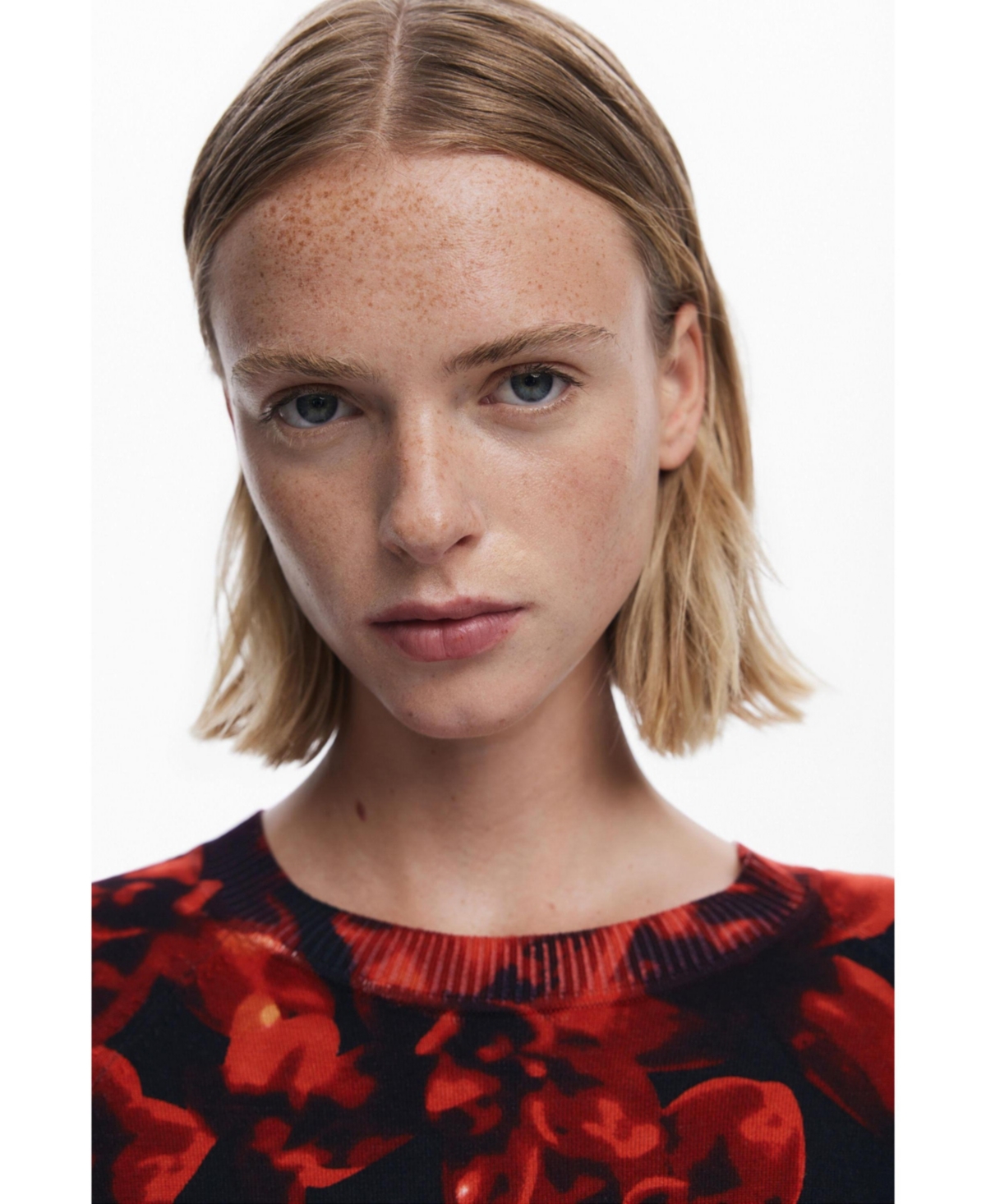 Desigual Floral Crewneck Sweater In Red