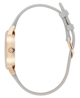 Women's Illustrated Floral Earl Gray Calfskin Leather Strap Watch, 30mm