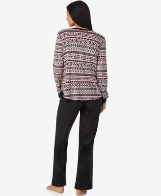 Women’s 2-Piece Stretch Velour Long Sleeve Flare Pajama Set