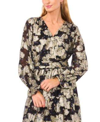 Petite V-Neck Long Sleeve Maxi Dress