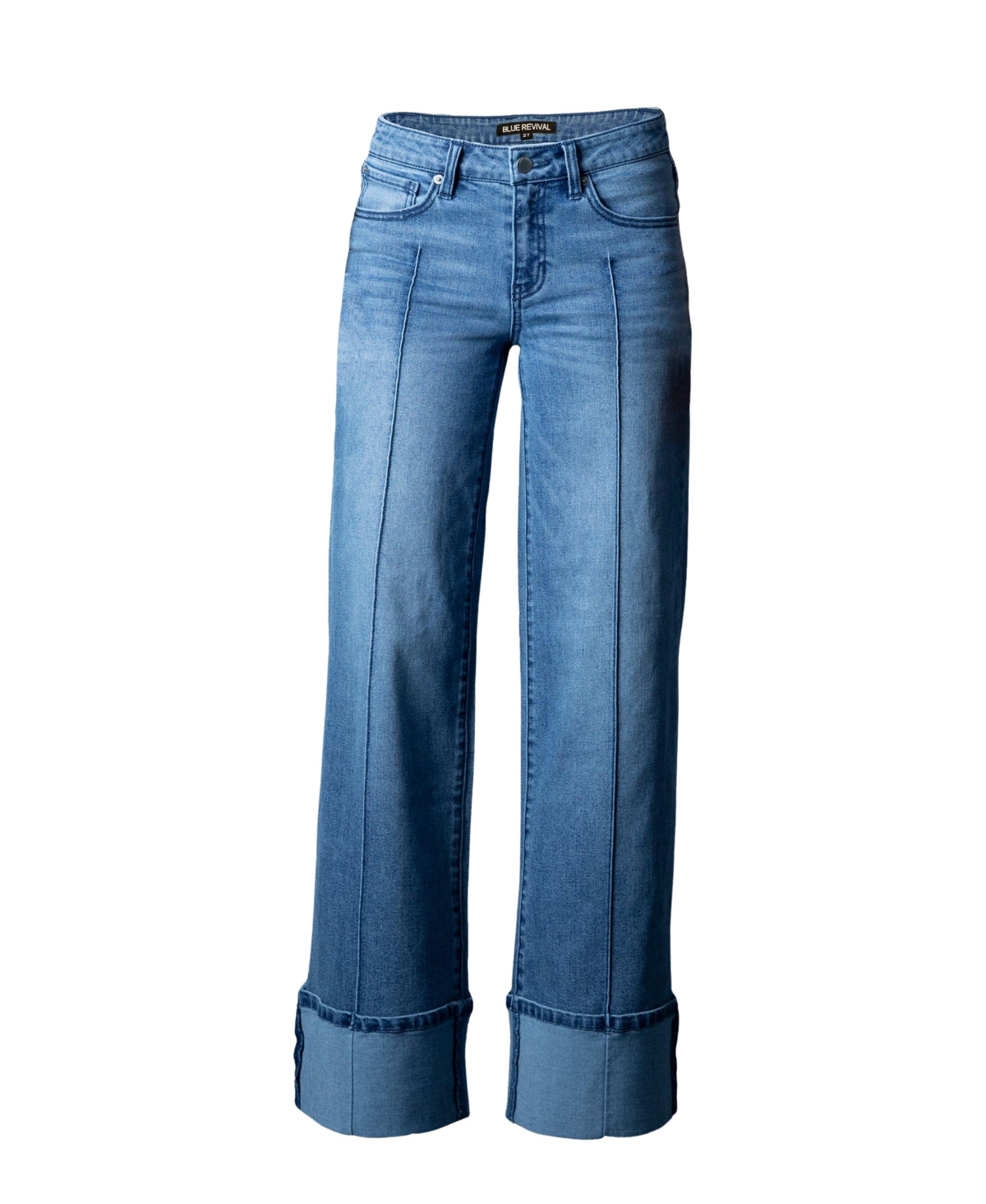 Blue Revival Women's Cuffed Low Rise Wide Leg Jeans