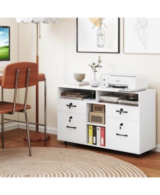 File Cabinet with Lock 4 Drawers Fits Files A4/Letter Size Adjustable Shelf