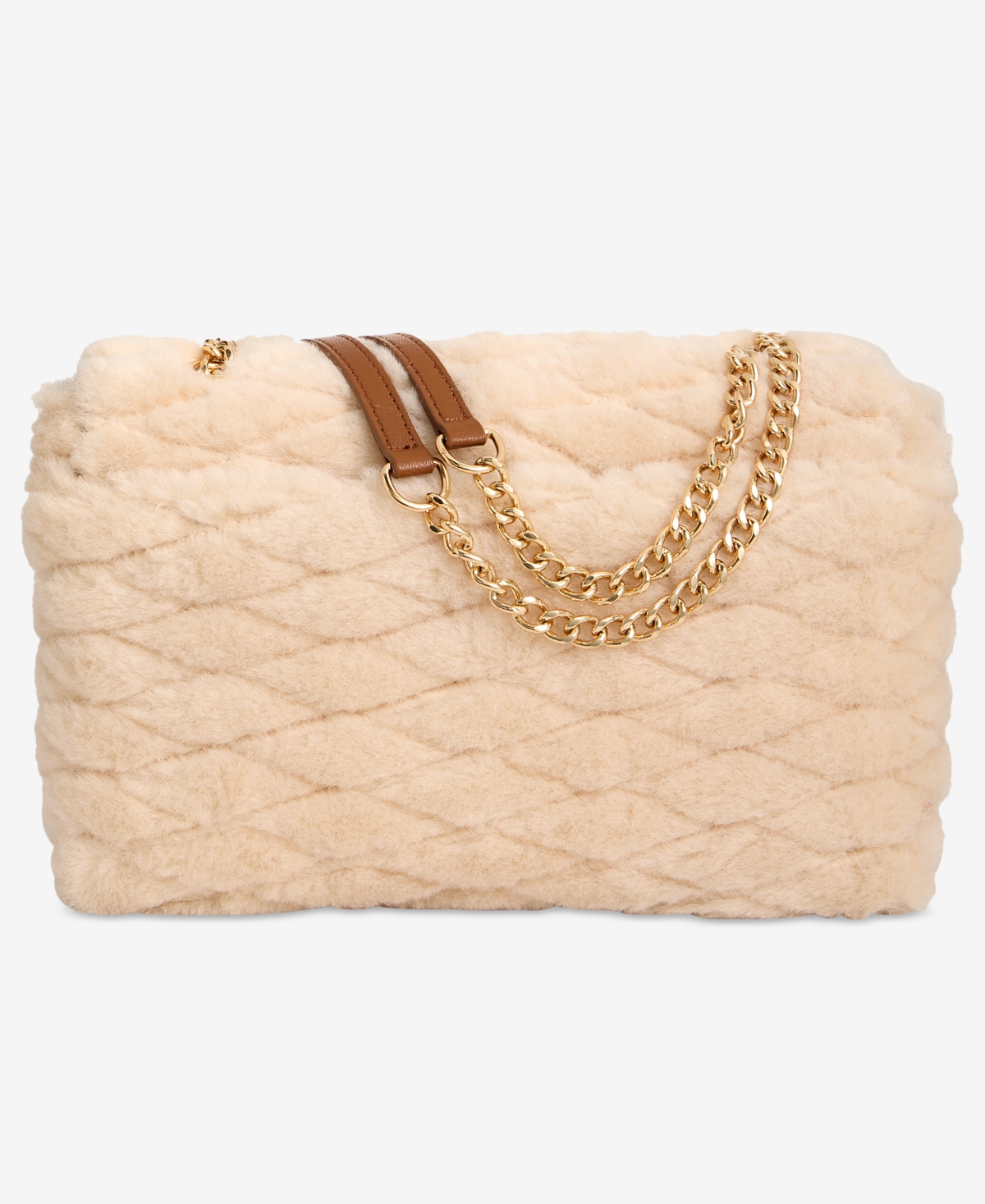 Inc International Concepts Soft Ajae Quilted Faux Fur Handbag, Macy's Exclusive In Nude