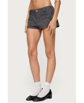 Womens Studded Belt Denim Micro Shorts