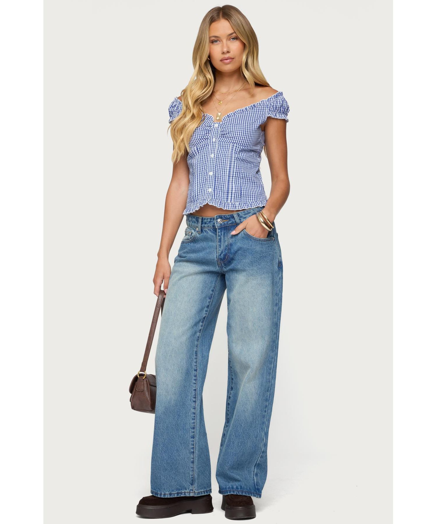 Women's Dorothie Gingham Button Up Top