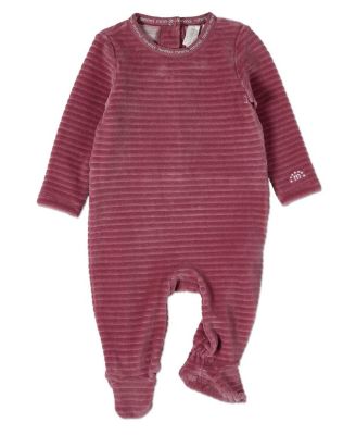 Baby Girls Cotton-Rich Drop-Needle Footie With Trim