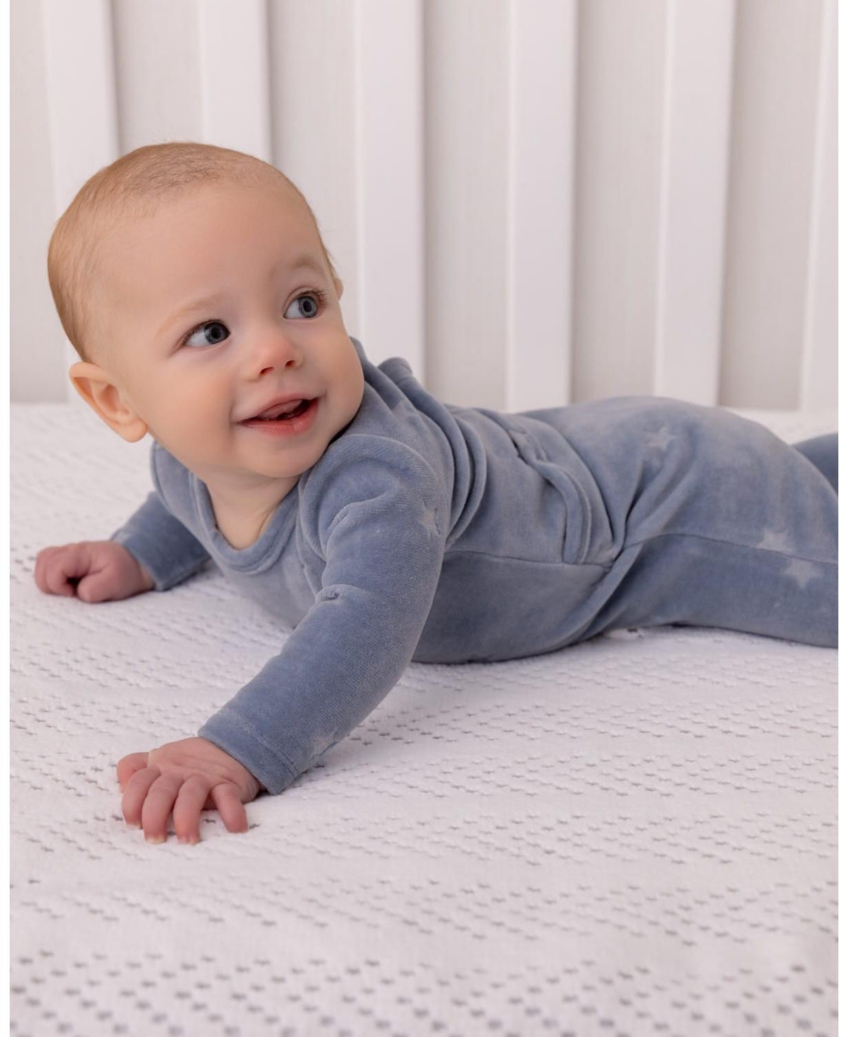 MeMoi Baby Boys "Velvet Star" Cotton Rich Velour Footie