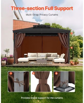 Outdoor Gazebo Curtain Panels Waterproof for Patio and Backyard Privacy