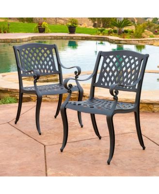 Cayman Arch Mesh Aluminum Dining Chairs Set of 2 Outdoor Patio Seating