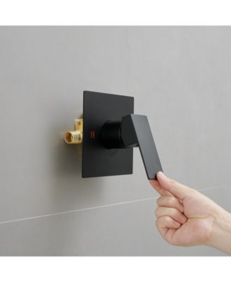 Single-Handle 1-Spray Square Shower Faucet System with 10 in. Rainfall Shower Head in Brushed Nickel (Valve Included)