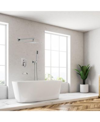 3-Spray Patterns With 2.5 GPM 12 in. Showerhead Wall Mounted Dual Shower Heads With Valve