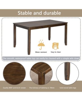 CASAINC 6 Pc. Set MDF, Birch Veneer, Solid Wood Upholstered Chairs, Bench, Space-Saving Wooden Dining Table Set