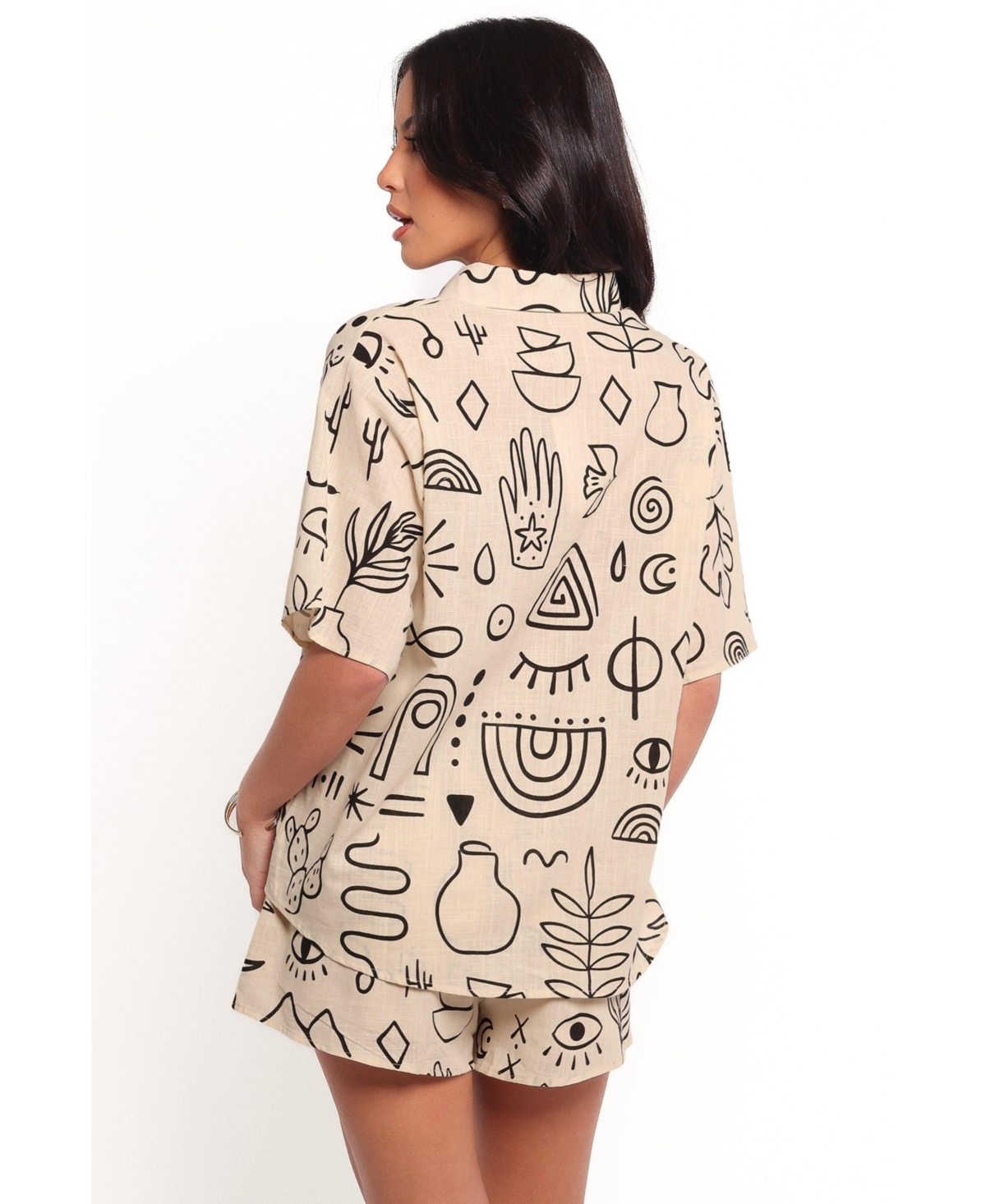 Petal and Pup Women's Isabella Short Set - Beige Black Xl