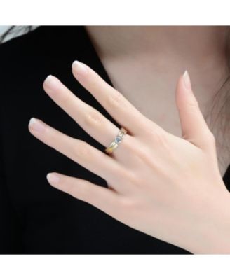 Two Tone with Clear Cubic Zirconia Band Ring