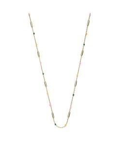 Sterling Silver 14k Gold Plated With Multi-Colored Enamel Beaded Necklace