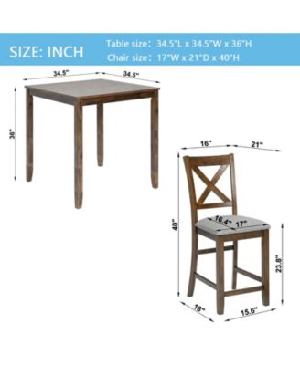 CASAINC 5-Pc. Square Counter-Height Dining Table Set with Chairs for Small Spaces