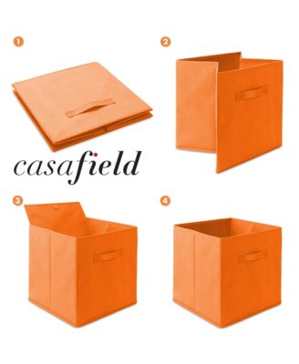 Set of 6 Collapsible Fabric Storage Cube Bins, Beige - 13" Foldable Cloth Baskets for Shelves and Cubby Organizers