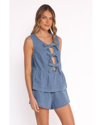Women's Graciana Denim Short Set - Blue