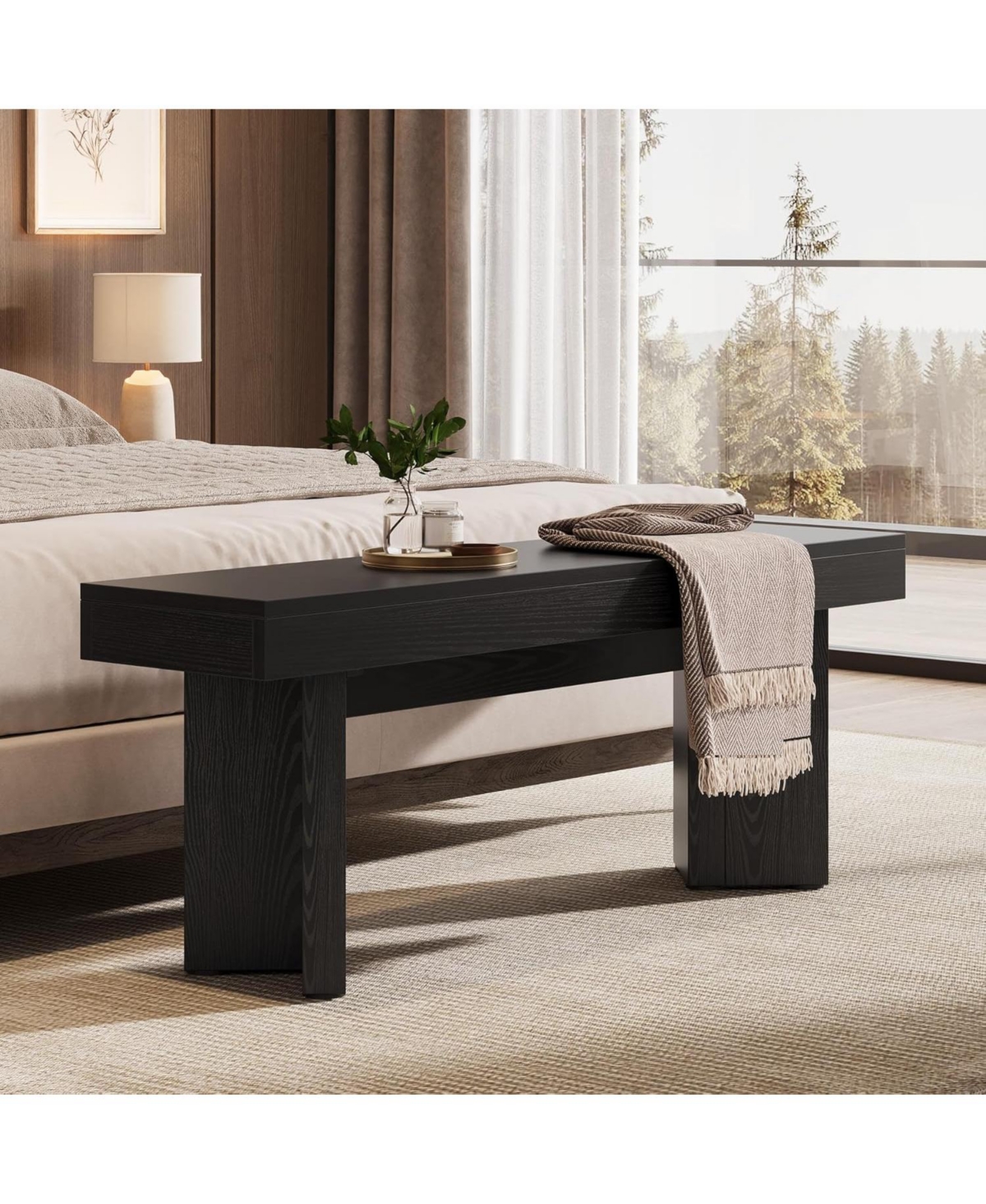 Tribesigns Wooden Entryway Bench, 47" Farmhouse Indoor End of Bed Bench