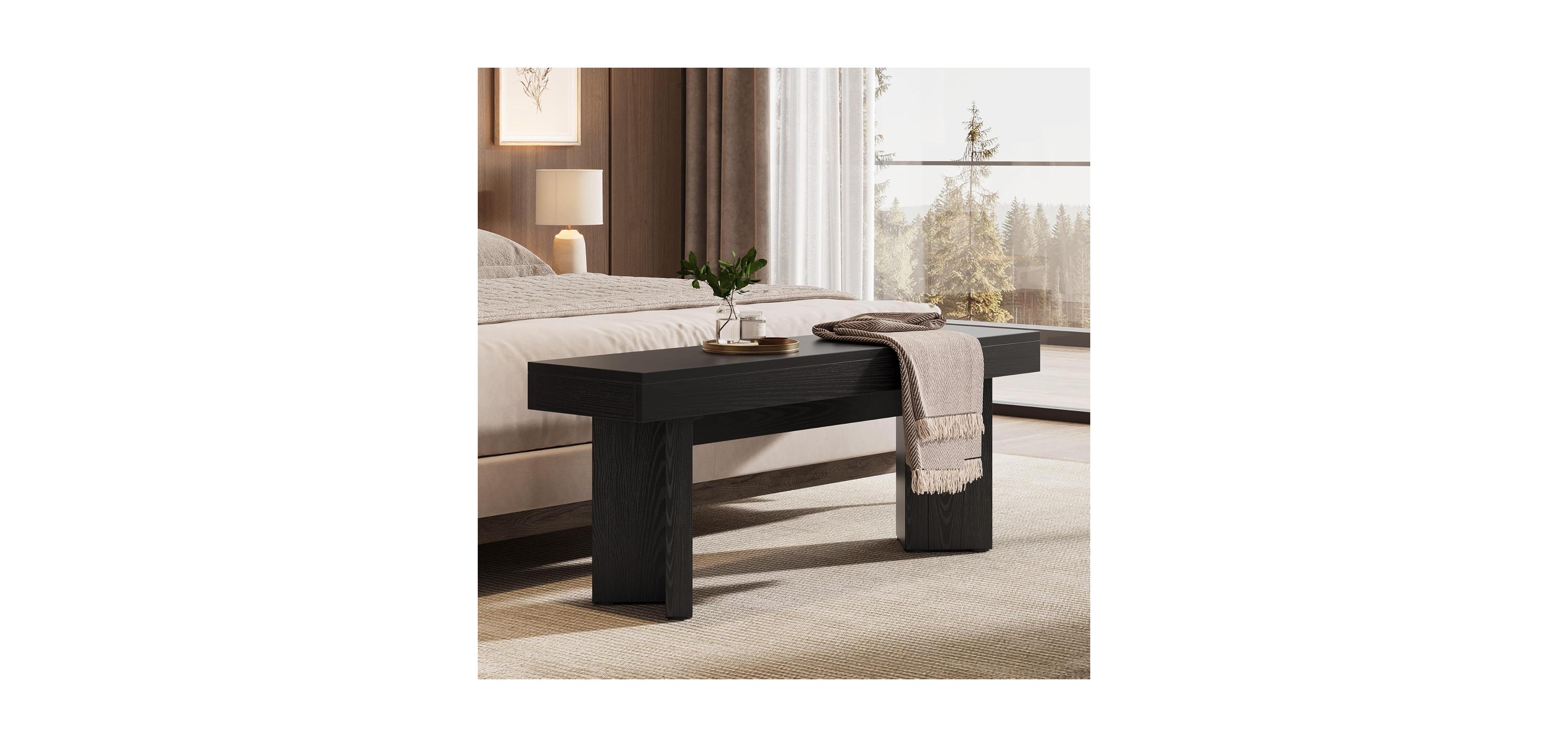 Tribesigns Wooden Entryway Bench, 47" Farmhouse Indoor End of Bed Bench