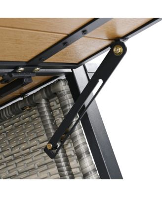 Wicker Outdoor Grill Cart with Extended Table Top and Storage Cabinet